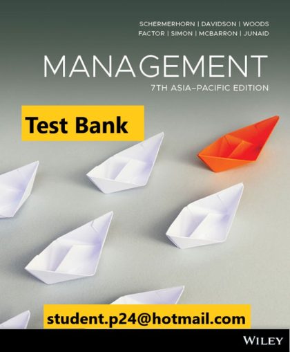 Management 7th Asia-Pacific Edition Schermerhorn Test Bank